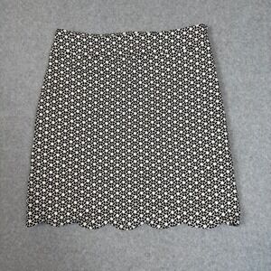 Talbots Petites Black White Geometric Print A-Line Skirt Scalloped Sz 4P Career